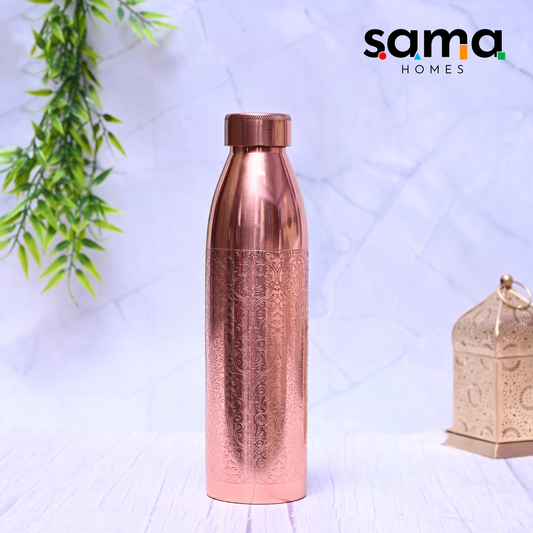 Pure Copper Water Bottle Plain Unique Engraving Design Capacity 1000ML