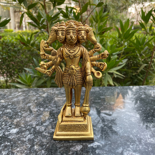 Brass Lord Panchmukhi Hanuman 7 Inches Idol
