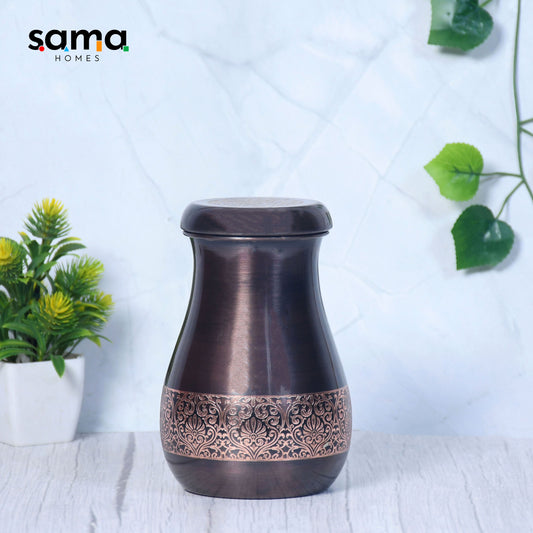 SAMA Homes - pure copper bedside jar rajasthani antique etching pot