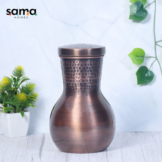 SAMA Homes - pure copper bedside damru jar antique hammered